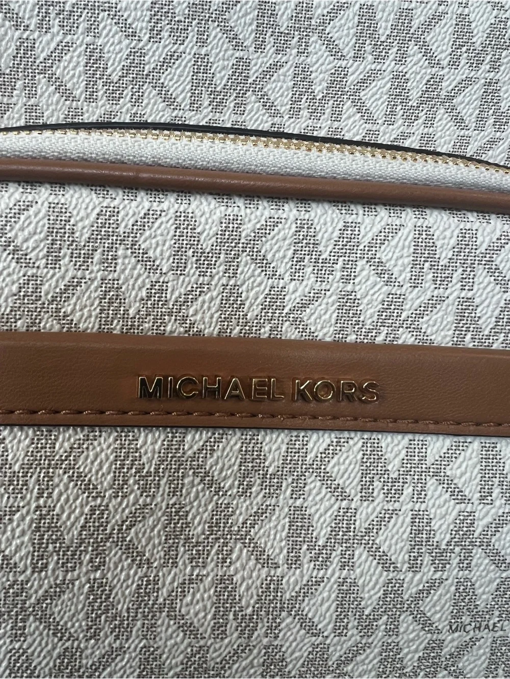 Michael Kors Cream and Brown Logo Backpack
